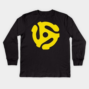 Music Geek yellow 45 rpm record adaptor, music geek stuff Kids Long Sleeve T-Shirt